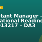 Assistant Manager – Operational Readiness – 50013217 – DA3